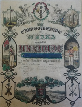 Beitrittsurkunde für neue Mitglieder aus dem Jahr 1846
